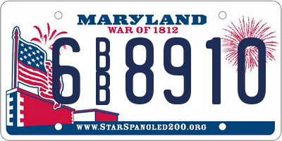 MD license plate 6BB8910