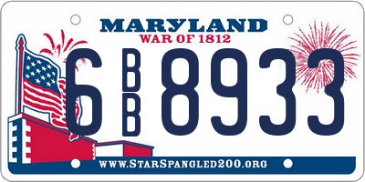 MD license plate 6BB8933