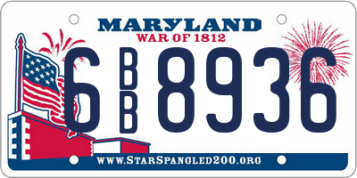 MD license plate 6BB8936
