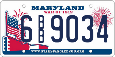 MD license plate 6BB9034