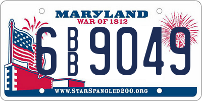 MD license plate 6BB9049