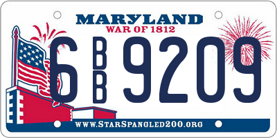 MD license plate 6BB9209