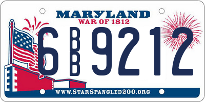 MD license plate 6BB9212