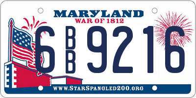 MD license plate 6BB9216