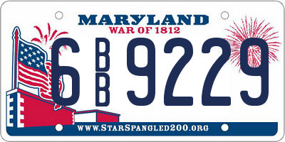 MD license plate 6BB9229