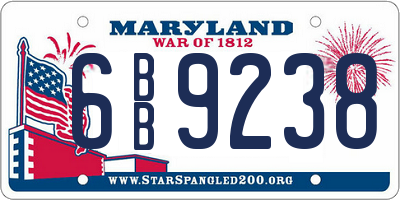 MD license plate 6BB9238