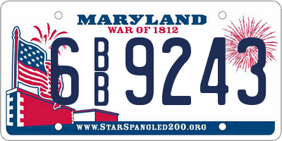 MD license plate 6BB9243