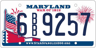 MD license plate 6BB9257