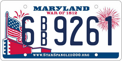 MD license plate 6BB9261
