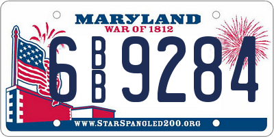 MD license plate 6BB9284