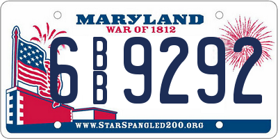 MD license plate 6BB9292