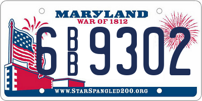 MD license plate 6BB9302