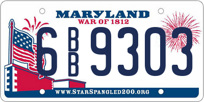 MD license plate 6BB9303