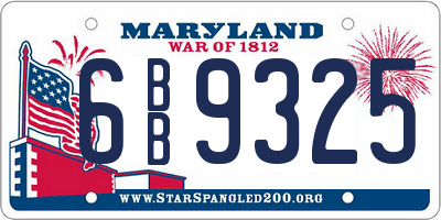 MD license plate 6BB9325