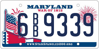 MD license plate 6BB9339