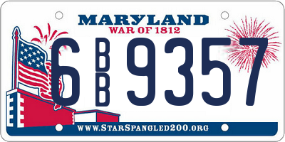 MD license plate 6BB9357