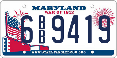 MD license plate 6BB9419