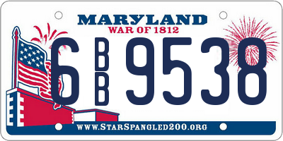 MD license plate 6BB9538