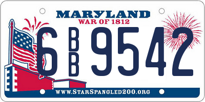 MD license plate 6BB9542