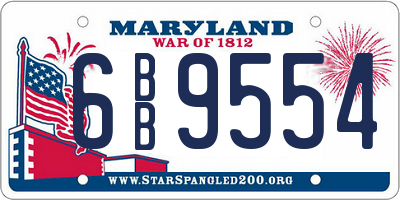 MD license plate 6BB9554