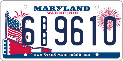 MD license plate 6BB9610