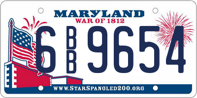 MD license plate 6BB9654