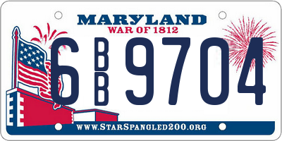 MD license plate 6BB9704