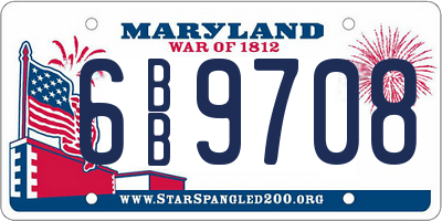 MD license plate 6BB9708