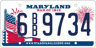 MD license plate 6BB9734
