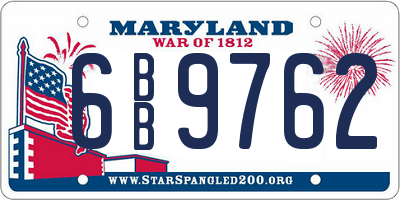 MD license plate 6BB9762