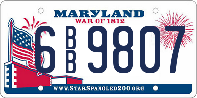 MD license plate 6BB9807