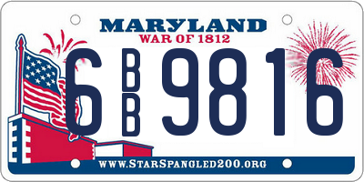 MD license plate 6BB9816