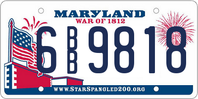 MD license plate 6BB9818