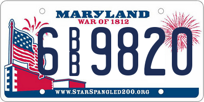 MD license plate 6BB9820