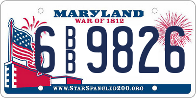 MD license plate 6BB9826