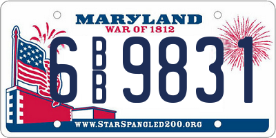 MD license plate 6BB9831