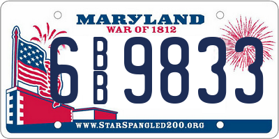 MD license plate 6BB9833
