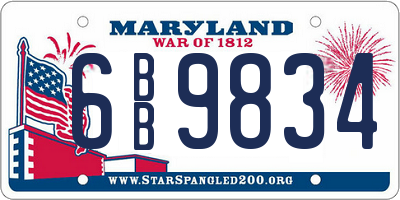 MD license plate 6BB9834