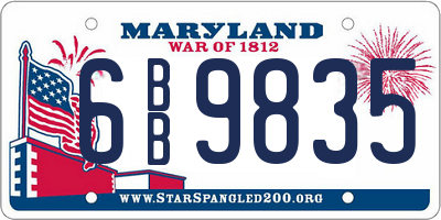MD license plate 6BB9835