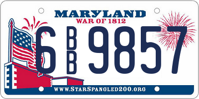 MD license plate 6BB9857