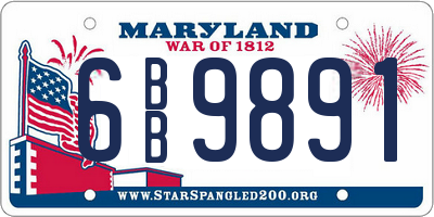 MD license plate 6BB9891