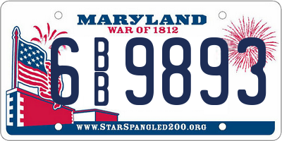 MD license plate 6BB9893