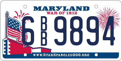 MD license plate 6BB9894