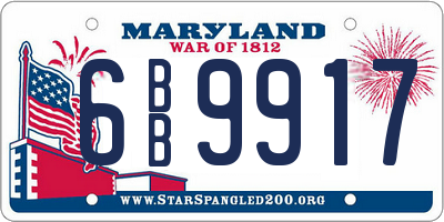 MD license plate 6BB9917