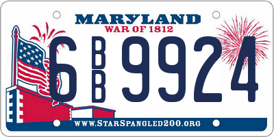 MD license plate 6BB9924