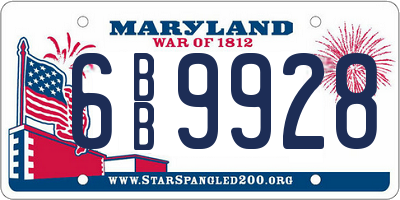 MD license plate 6BB9928