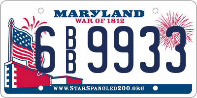 MD license plate 6BB9933