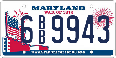 MD license plate 6BB9943