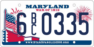 MD license plate 6BC0335