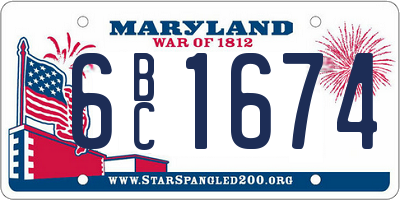 MD license plate 6BC1674